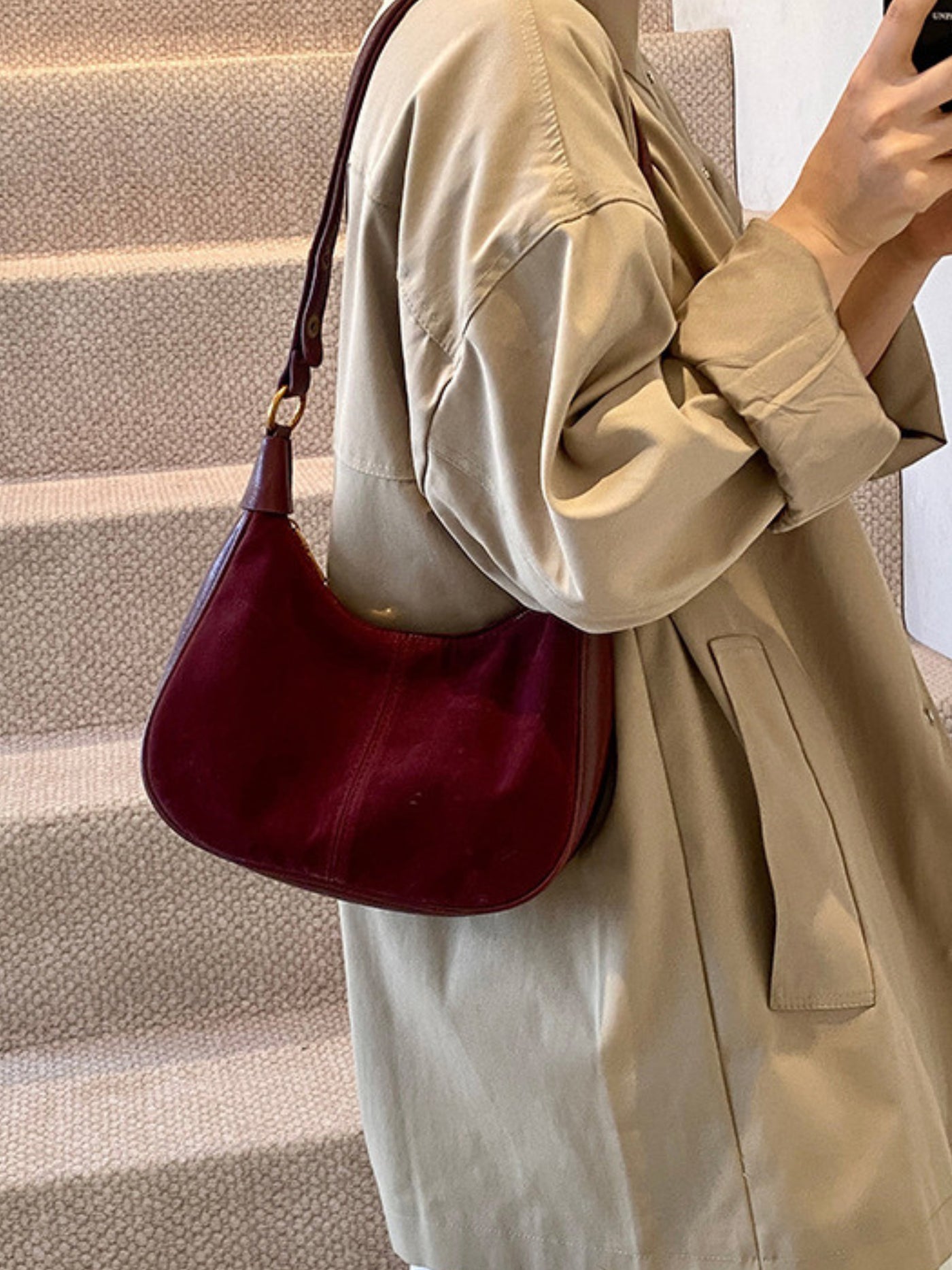 Élodie Shoulder Suede Bag