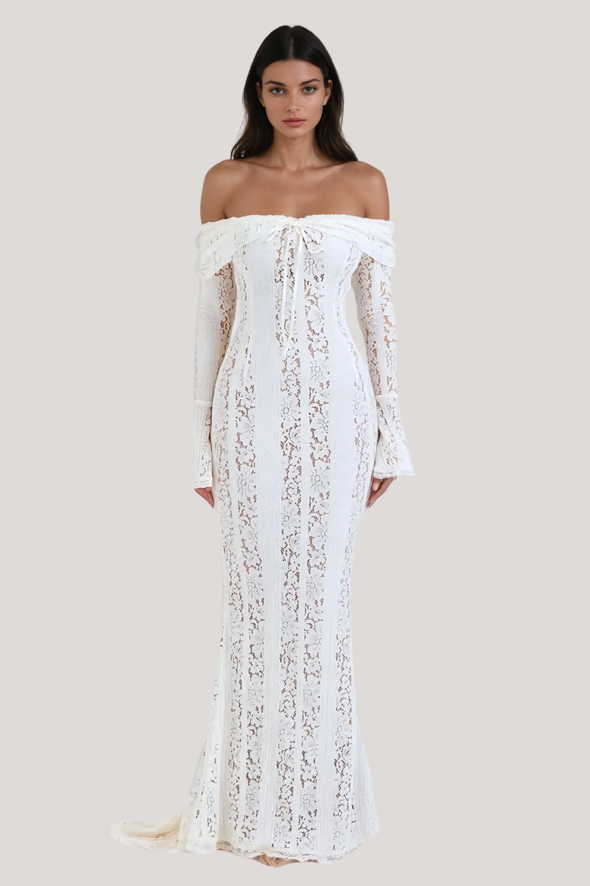 Lace Off Shoulder Cutout Maxi Dress