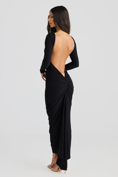 Latrisha Backless Maxi Dress In Black