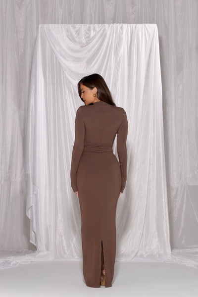 NARA DRAPE MAXI SKIRT | CHOCOLATE