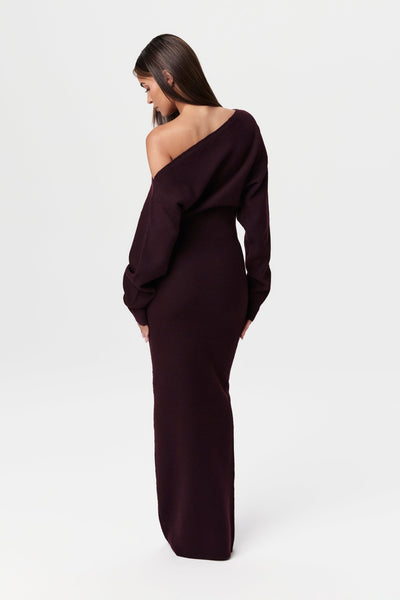 Knit Off-Shoulder Sweater Maxi Dress