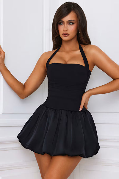 Polly Bubble Mini Dress - Black