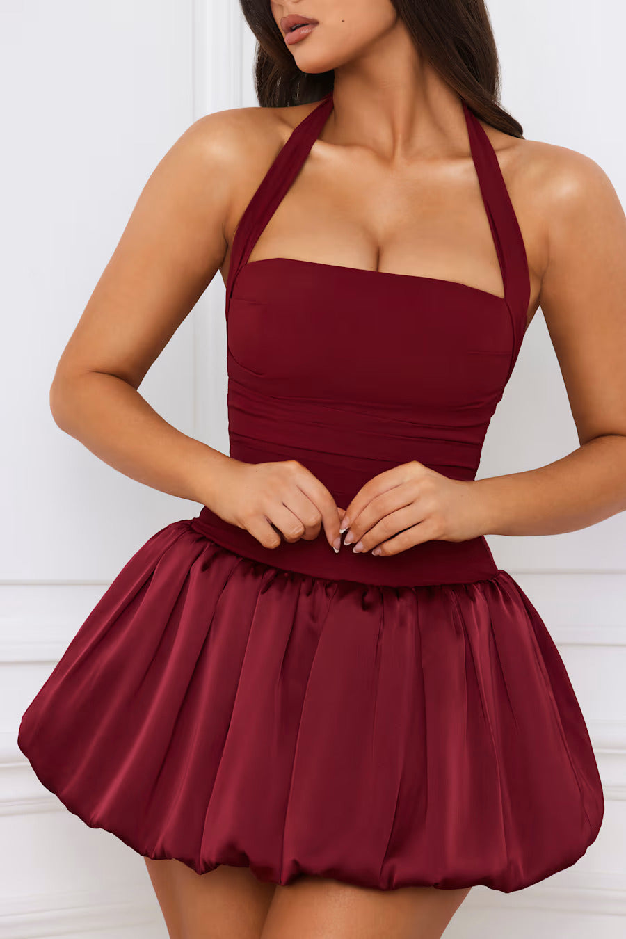 Polly Bubble Mini Dress - RED