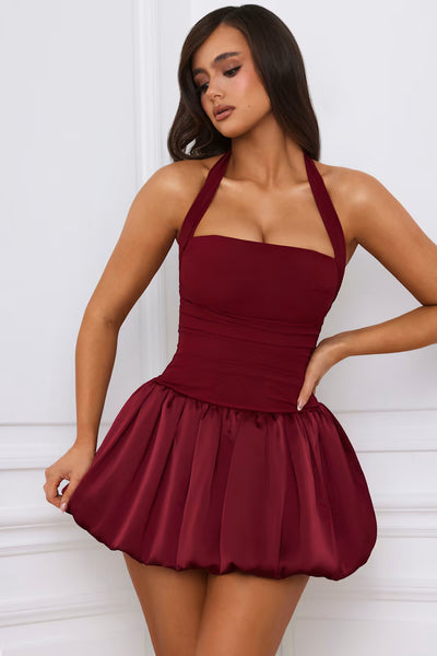 Polly Bubble Mini Dress - RED