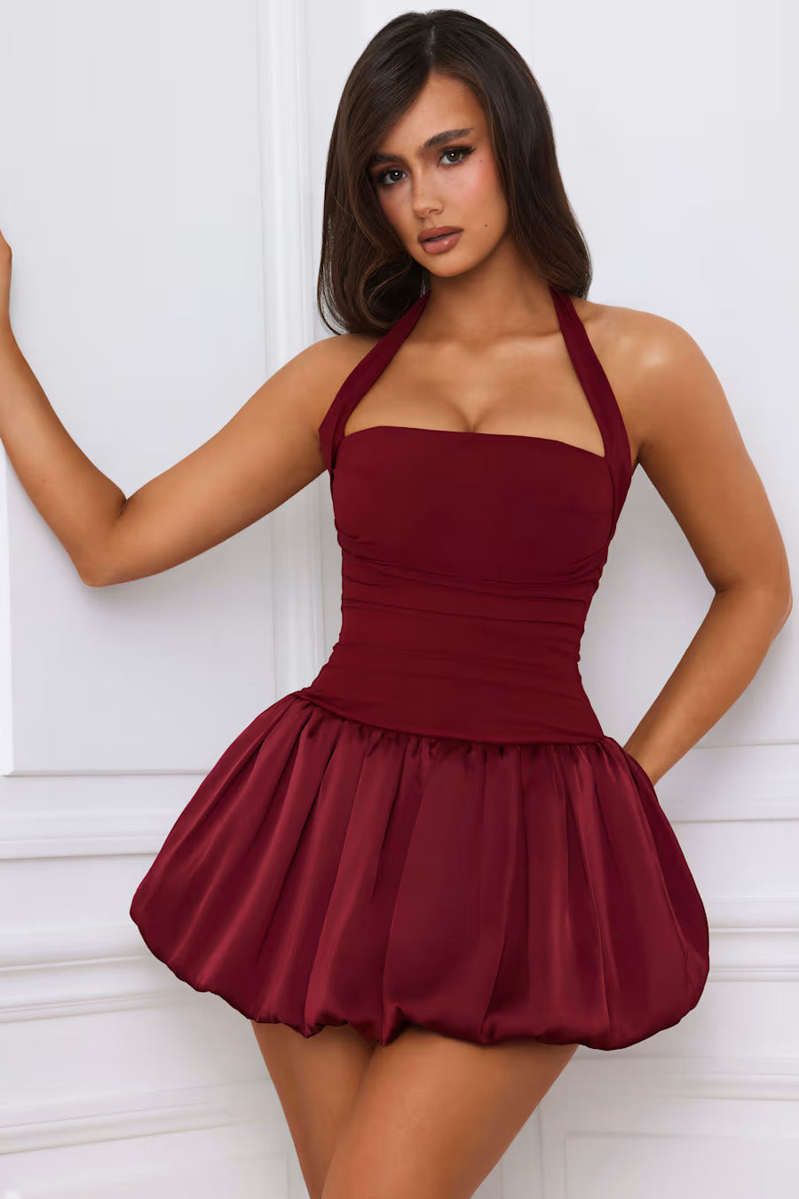 Polly Bubble Mini Dress - RED