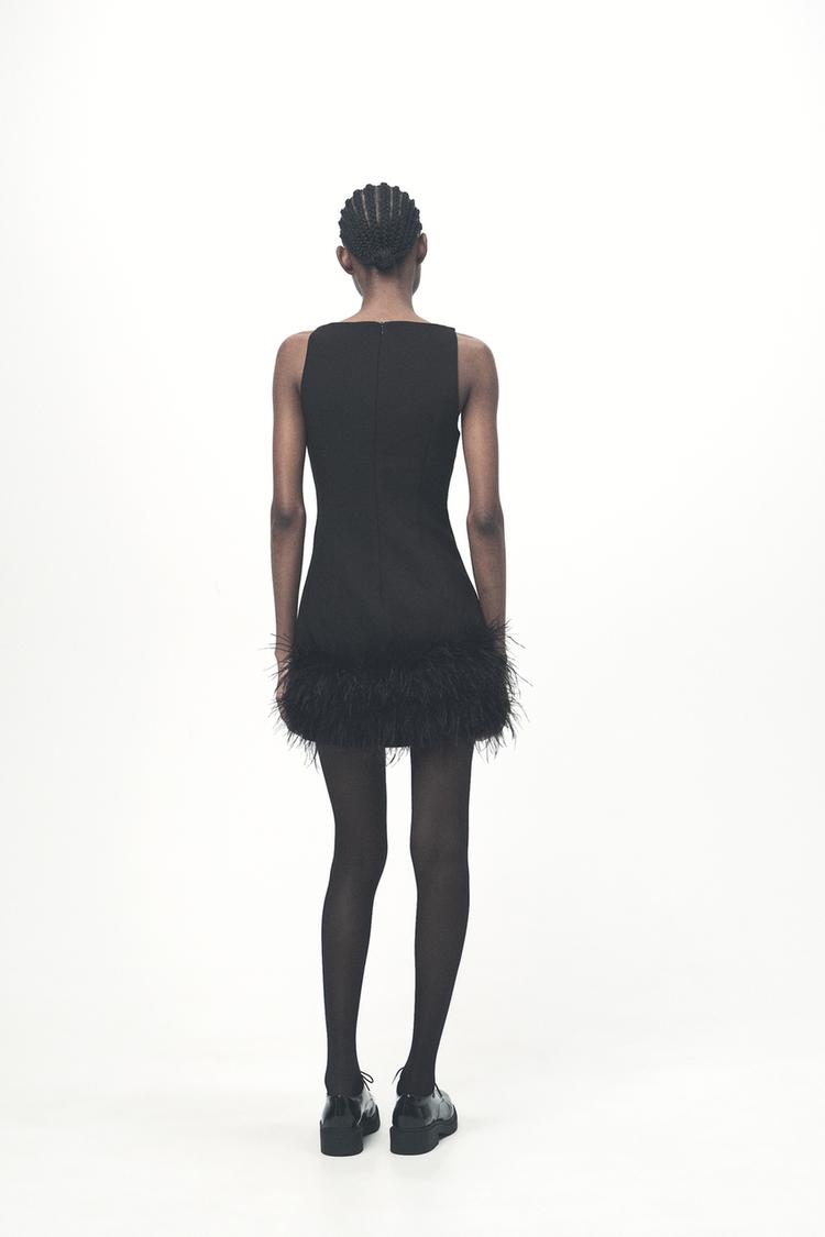 Zehra Feather Mini Dress