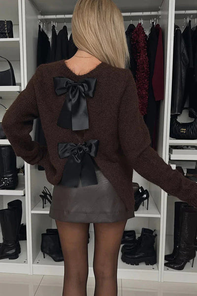 Elegant Velvet Bow Knit